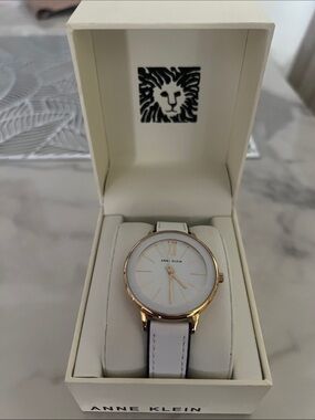 Anne Klein White and Rose Gold Slim Women's Watch